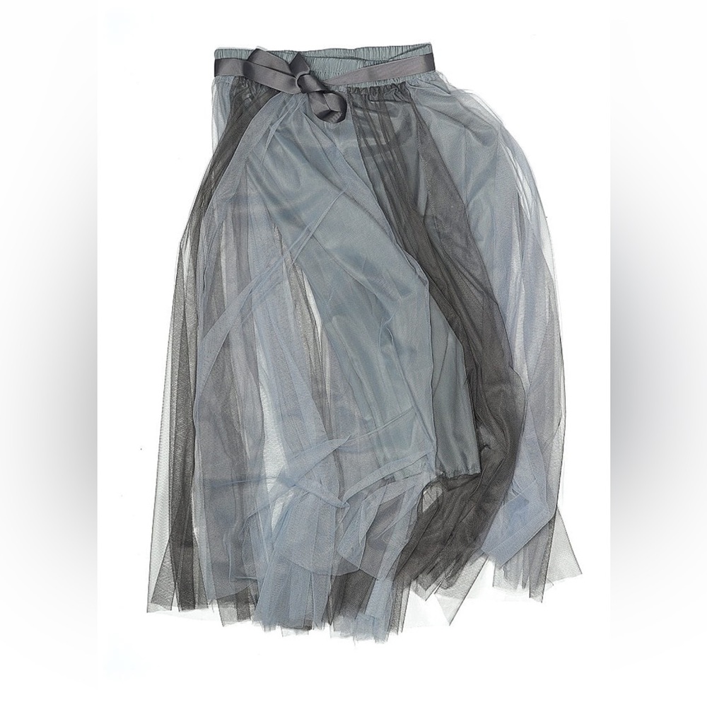 High Waist Tule Skirt Bow detail Grey Blue